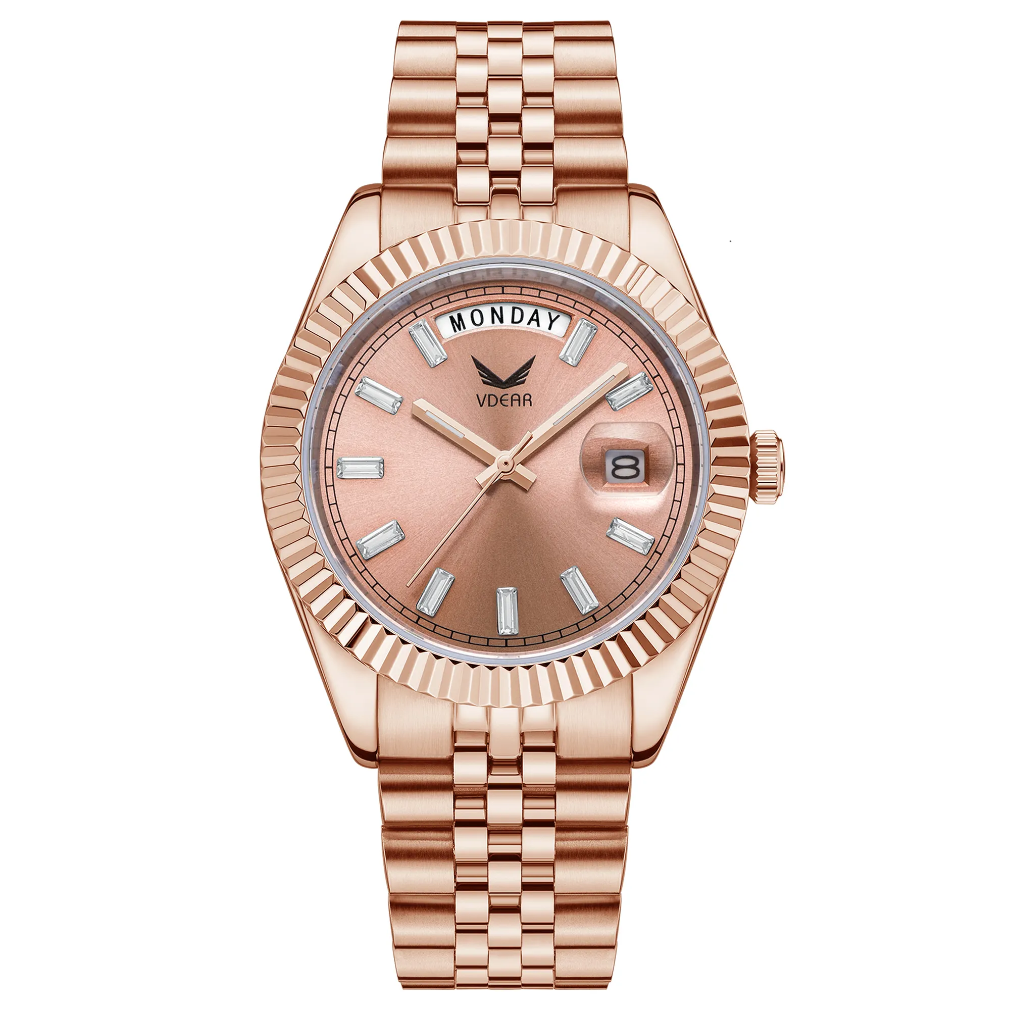 Rose gold color custom design quartz watch luxury with your own logo oem watch