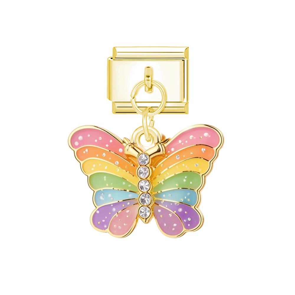 Colorful butterfly-modular gold buckle