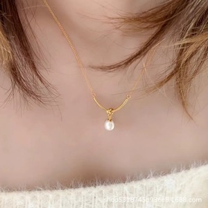 Moda yeni varış düğüm kolye kolye parti Dainty altın kaplama paslanmaz çelik inci kolye kadınlar için - Product Image 6