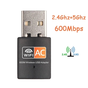 Dual Band USB <strong>Wifi</strong> 600Mbps Adapter AC600 2.4GHz 5GHz <strong>WiFi</strong> with Antenna PC Mini <strong>Computer</strong> <strong>Network</strong> Card Receiver