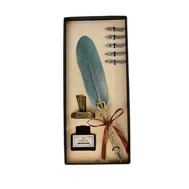 Plumillas de repuesto y botella de tinta Dip, accesorios para oficina y escuela, pluma de pluma y juego de tinta