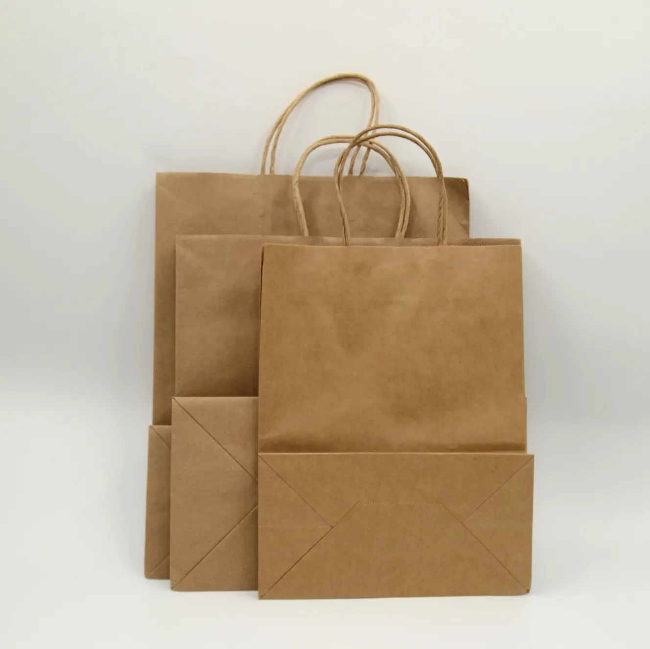 Nouveaux sacs à poignée en papier Kraft avec Logo personnalisé, estampage à chaud