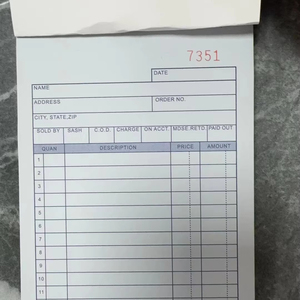 金钱和租金收据书定制批发2部分无碳7-5/8 “X 11” 螺旋装订每本书4张收据 (1包) - Product Image 2