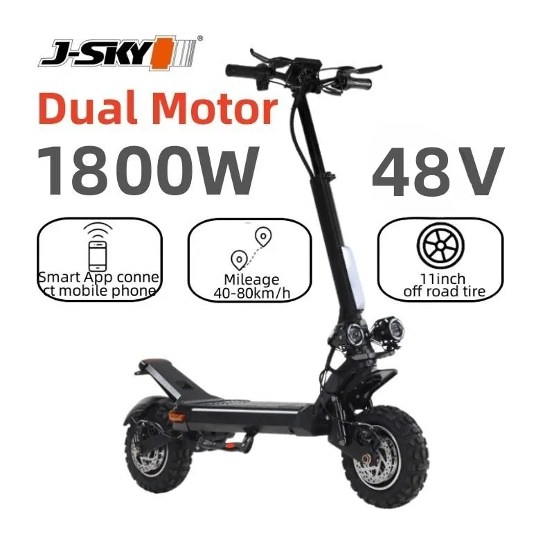 Puissant double moteur 87 Km/h 70KM Scooters tout-terrain pliable 11 pouces gros pneus électrique 1800W scooter électrique