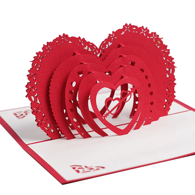Biglietti di auguri di san valentino fatti a mano Pop-Up 3D invito a nozze confezione di biglietti di auguri stampati artigianato di carta regalo