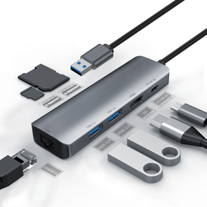 <strong>USB</strong> 3.0 <strong>to</strong> HDTV 7-in-1 with Gigabit Ethernet LAN, DC 5V Charging, 2*<strong>USB</strong> 3.0 Ports, <strong>USB</strong> <strong>to</strong> HDTV Adapter SD/TF Card Reader - Product Image 2