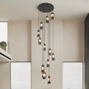 Mỹ Retro đất nước dầu hỏa Đèn chùm sáng tạo ban công đèn hoài cổ đèn lồng nhà bếp trang trí mặt dây chuyền ánh sáng kim loại sắt - Product Image 2