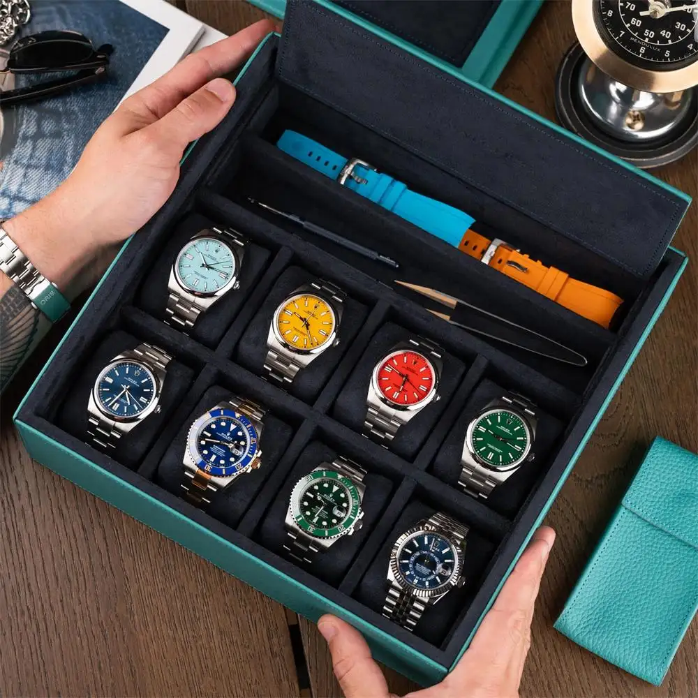 Boîtes de montres en bois Boîtes de présentation avec logo personnalisé pour 8 montres
