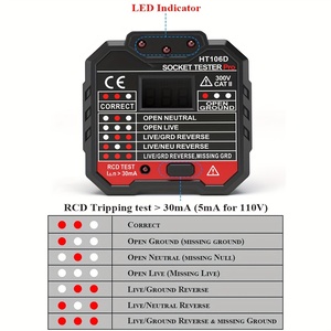 Электрический тестер напряжения полярности RCD розетки HT107B 230 В 110 В, Великобритания, США, ЕС, вилка розетки, автоматическая проверка безопасности - Product Image 6