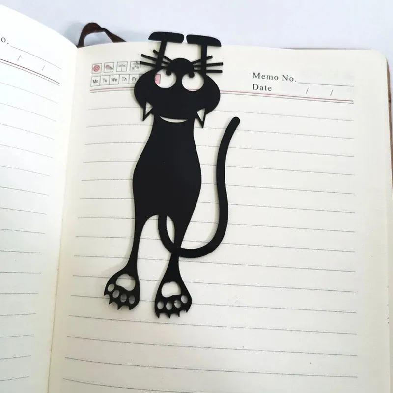 Marque-page Kawaii en forme de chat noir, pour livres, en plastique 3D stéréo Animal, marqueurs