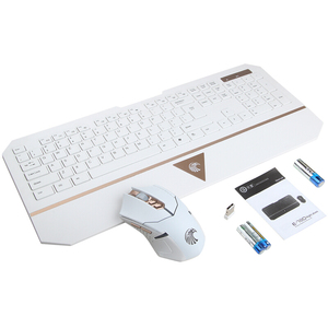 Teclado y ratón inalámbricos para ordenador, combo de teclado y ratón USB de 2,4G, juego recargable