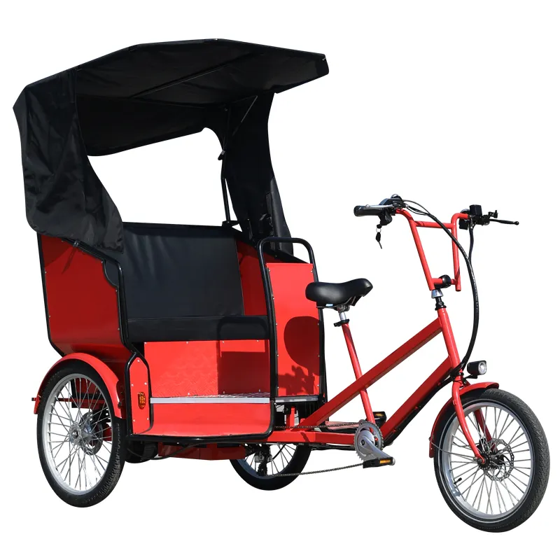 Aperto bodyType tuk tuk 500W motore risciò elettrico a tre ruote pedicab con pedalata assistita