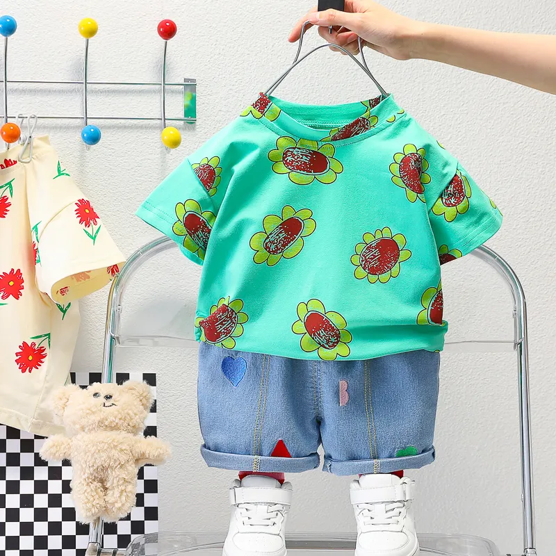 2024 Zomer Nieuwe Collectie Baby Jongens Kids Jurk T-Shirt Jeans Yiwu Guangzhou Lage Prijs Kwaliteit Kinderen 1-5 Jaar Oud