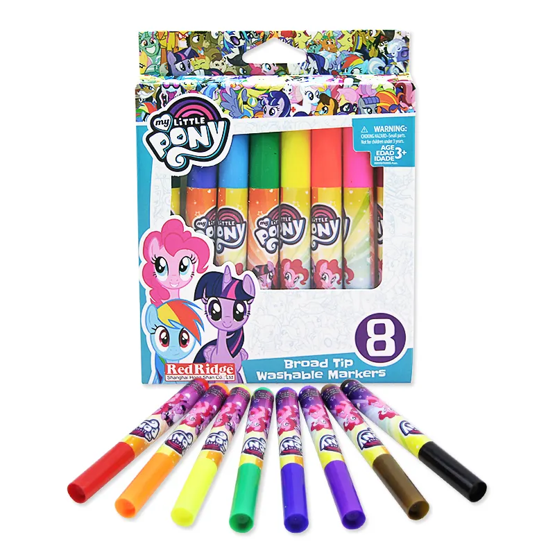 8 Colored Art Drawing Sketching Cute Cartoon Printed Washable Markers For Kids Doodles