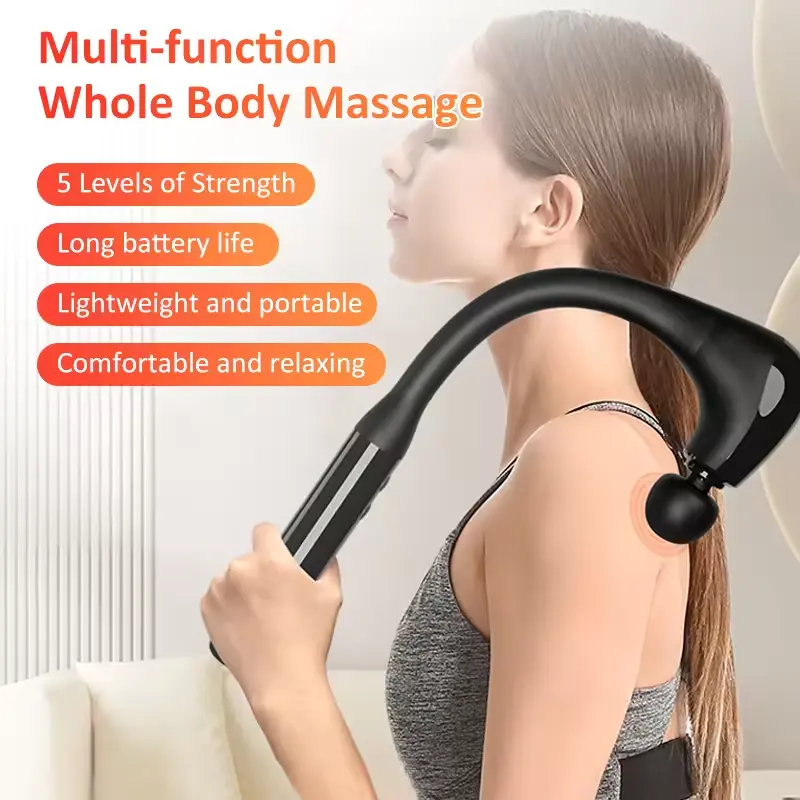 Pistola de massagem com cabo estendido para homens e mulheres, pistola de massagem sem escova para tecidos profundos, com 4 cabeças, ideal para massagem de corpo inteiro, 2024, ideal para massagem corporal