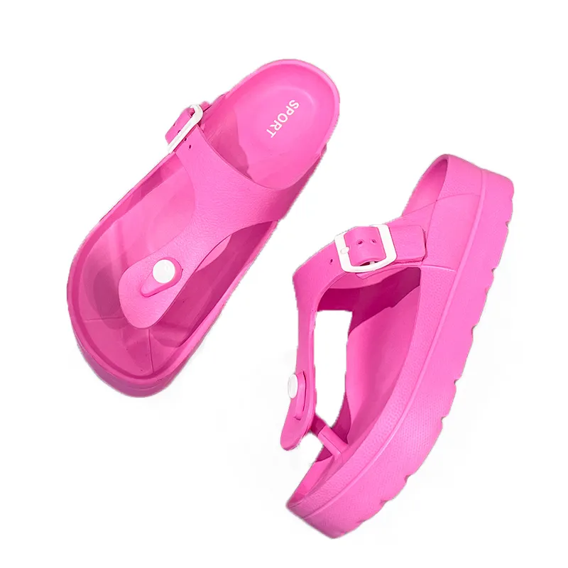 Chanclas de verano de alta calidad para mujer, zapatillas deslizantes de inyección, sandalias de plataforma de playa, chanclas de eva