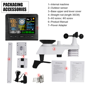 VICTOR 8-in-1 Auto Radio Controlled Digital Color Wireless Smart Weather Station Wifi Indoor Outdoor Sensor Weather <strong>Forecasting</strong> - Product Image 2