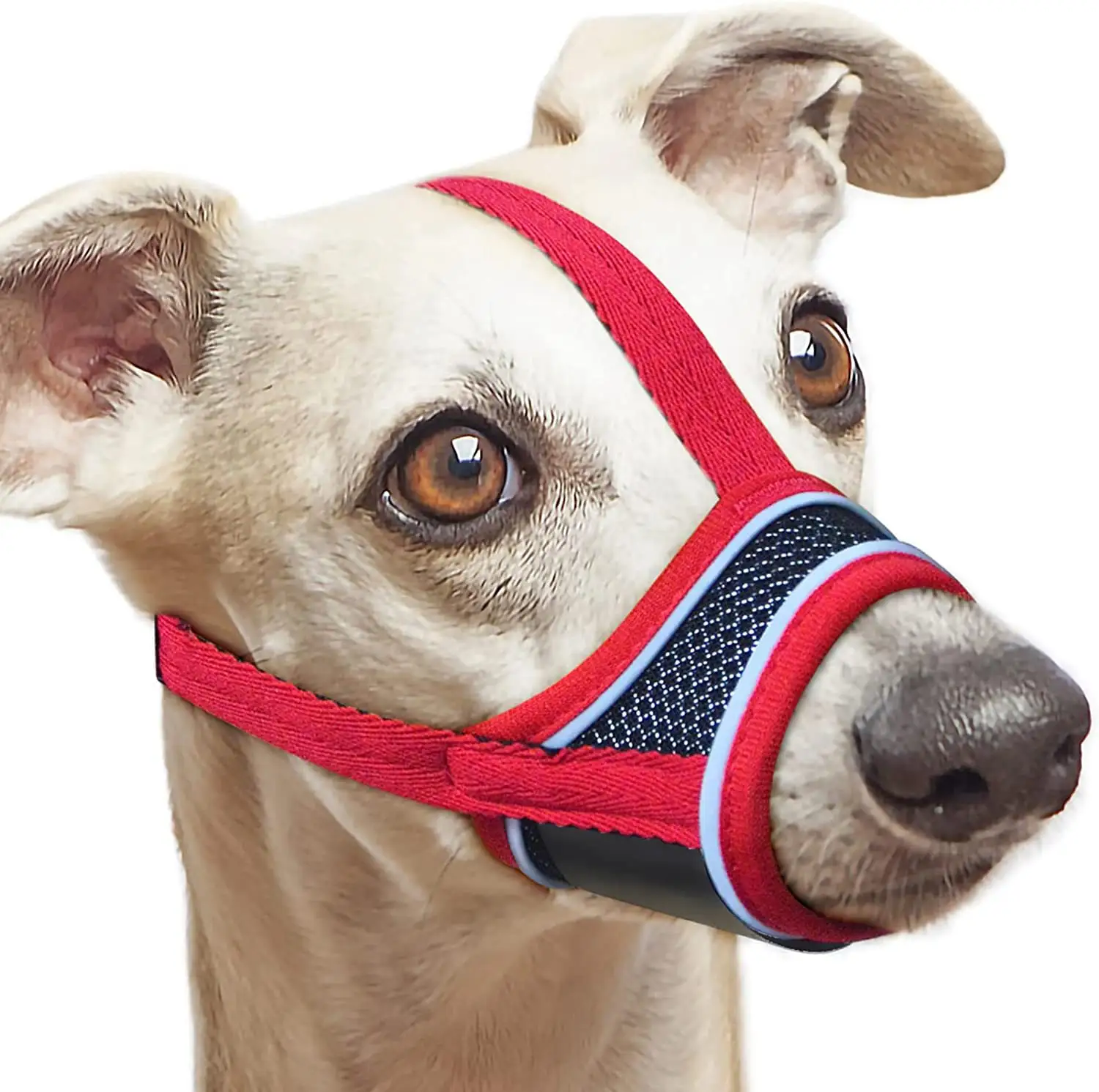 Bozal reflectante y suave de nailon para perros: bozal transpirable con correas reforzadas y malla ventilada para mascotas cómodas