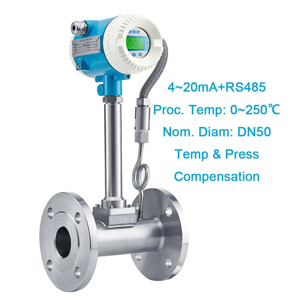 Misuratore di portata a vapore a vortice digitale ad alta temperatura RS485 tipo di inserimento termo misuratore di flusso d'aria a gas massico