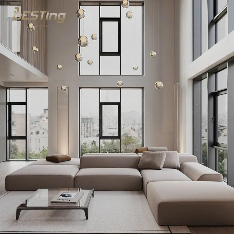 Itália moderna minimalista projetada bem venda sala de estar branco/cinza tecido seccional conjunto sofá de luxo sala de estar móveis