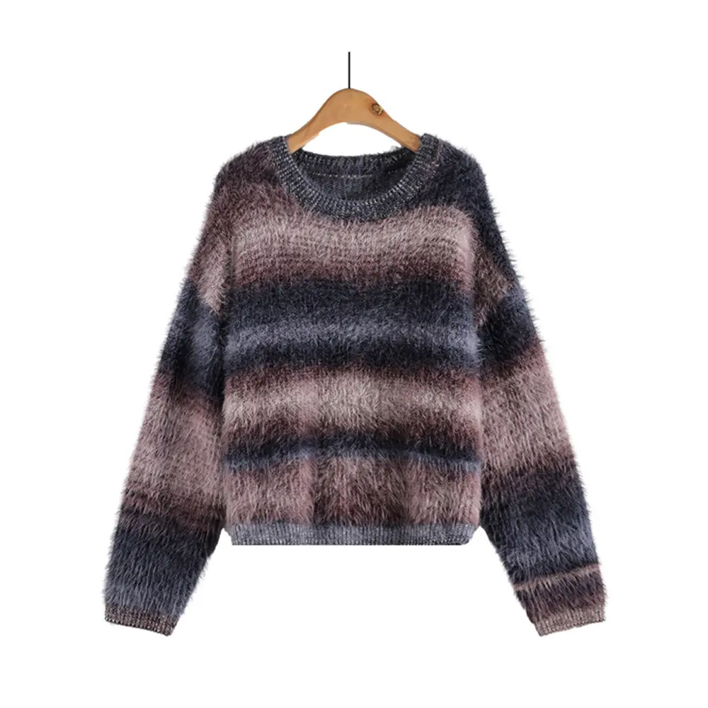 Warm gestrickter Jacquard Custom Mohair Wolle Strick pullover Custom Size Damen pullover