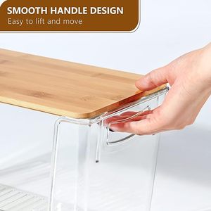 透明な積み重ね可能な収納容器アクリル製オープンフロント収納ビン、ブリスビンとキッチン整理用の蓋付き - Product Image 3