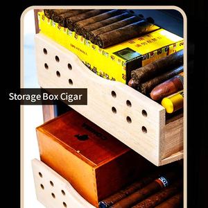 Şarap ve puro dolabı tütün kutusu çekmeceli parmak izi kilidi ahşap elektrikli Humiditor puro dolabı - Product Image 5