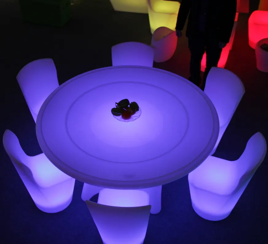 LED Várias Cores Salão Do Banquete Mesa Bar Banquete Cadeiras e Mesas Mesa De Banquete De Casamento De Plástico