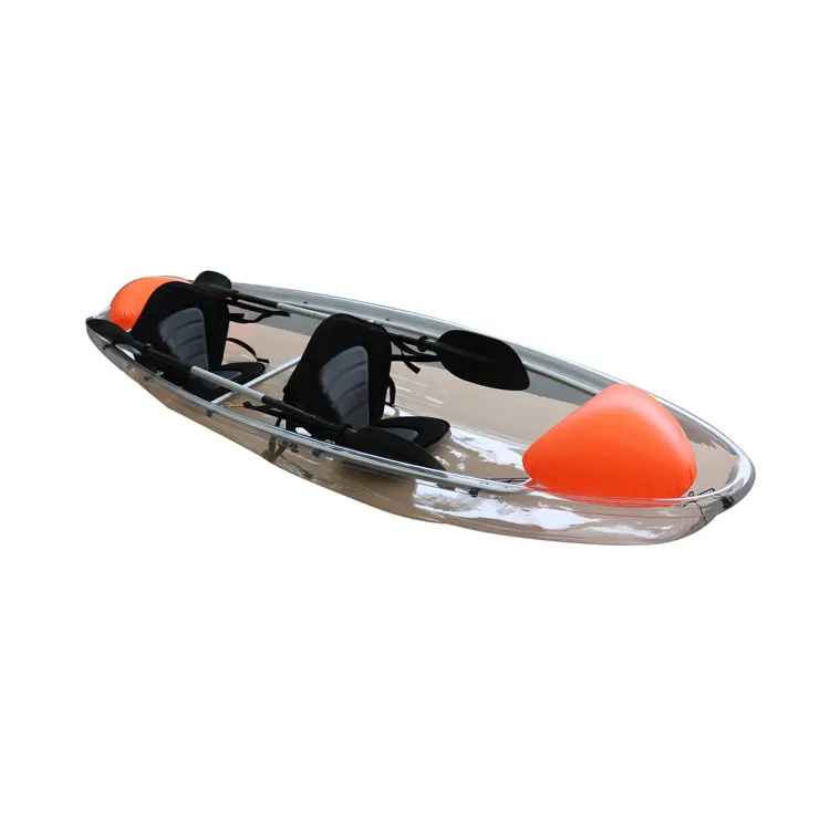 Kayak 2 places 11 pieds, kayak de pêche transparent en cristal, vente en gros