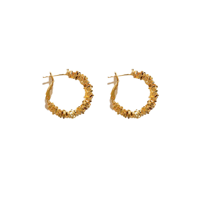 Gold-small metal fragment silver earrings-thickened gold plating