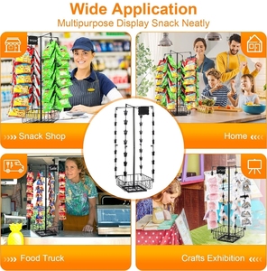 Tùy Chỉnh Snack Bán Lẻ Hiển Thị Đứng Với Giỏ 4 Hàng 56 Clip 360 ° Xoay Khoai Tây <span class=keywords><strong>Chip</strong></span> Giá Kẹo Lưu Trữ Giá - Product Image 5