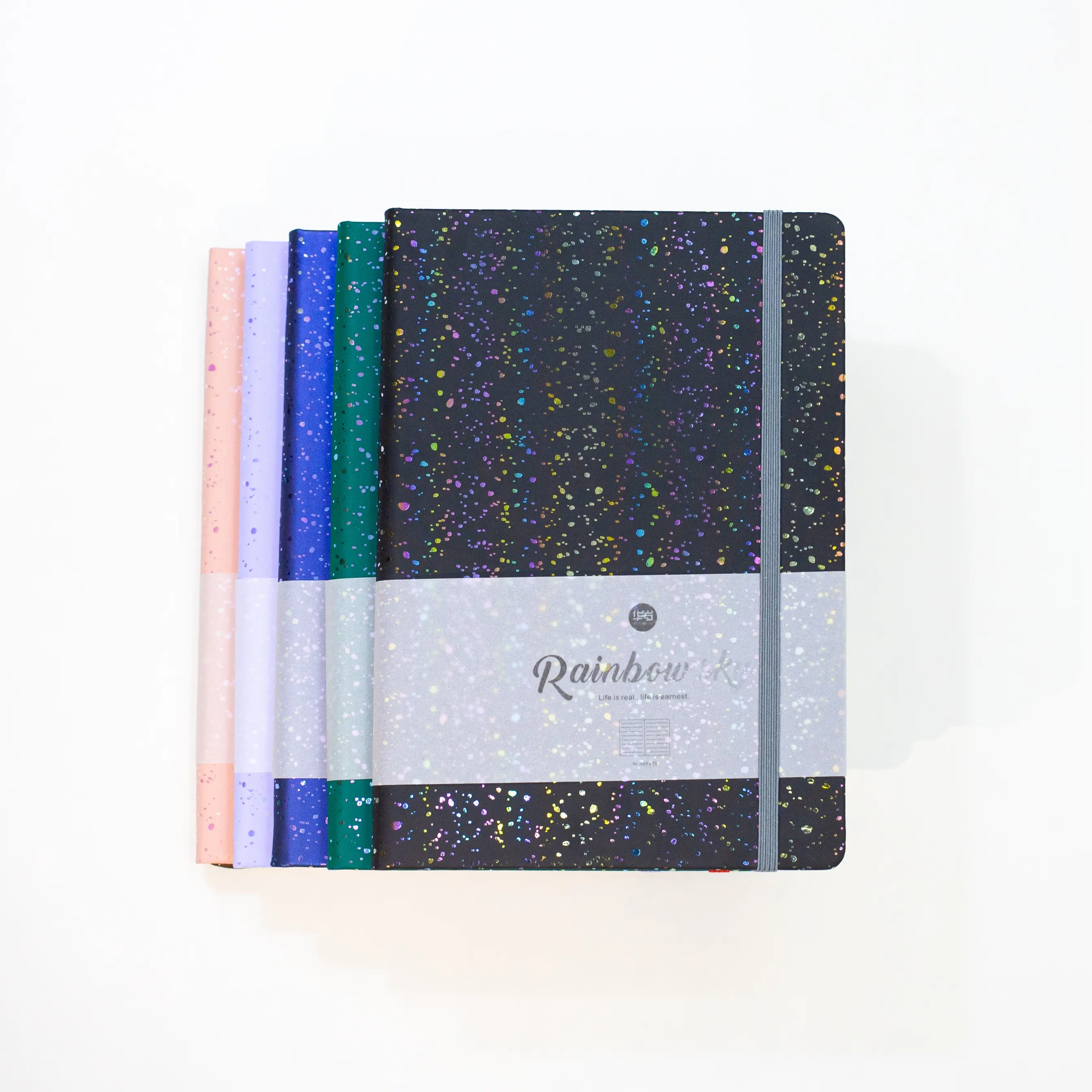 Notebook mit guter Qualität individuell bedrucktes A5 Regenbogenhimmel-PU-Leder-Notebook Notizblock Tagebuch Notizbuch mit elastischem Band