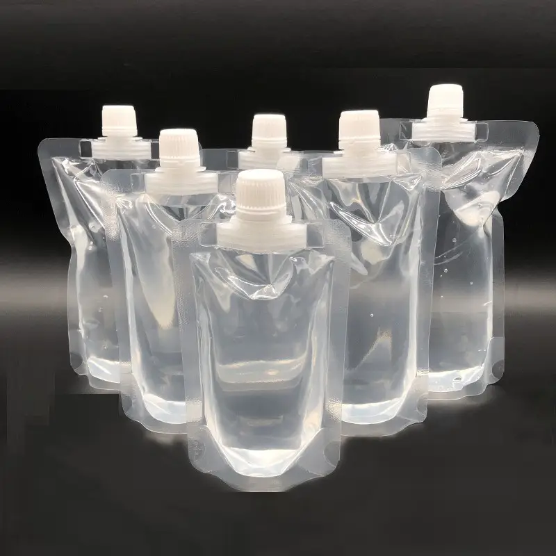 Bolsas transparentes de alta calidad para bebidas, embalaje de cosméticos con tapa de tornillo, 100/200/250/300/380/500ml, 1,5 cm
