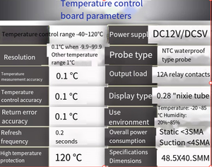 Placa de control de temperatura digital DC12V, interruptor de controlador de temperatura digital de alta precisión con sensor - Product Image 5