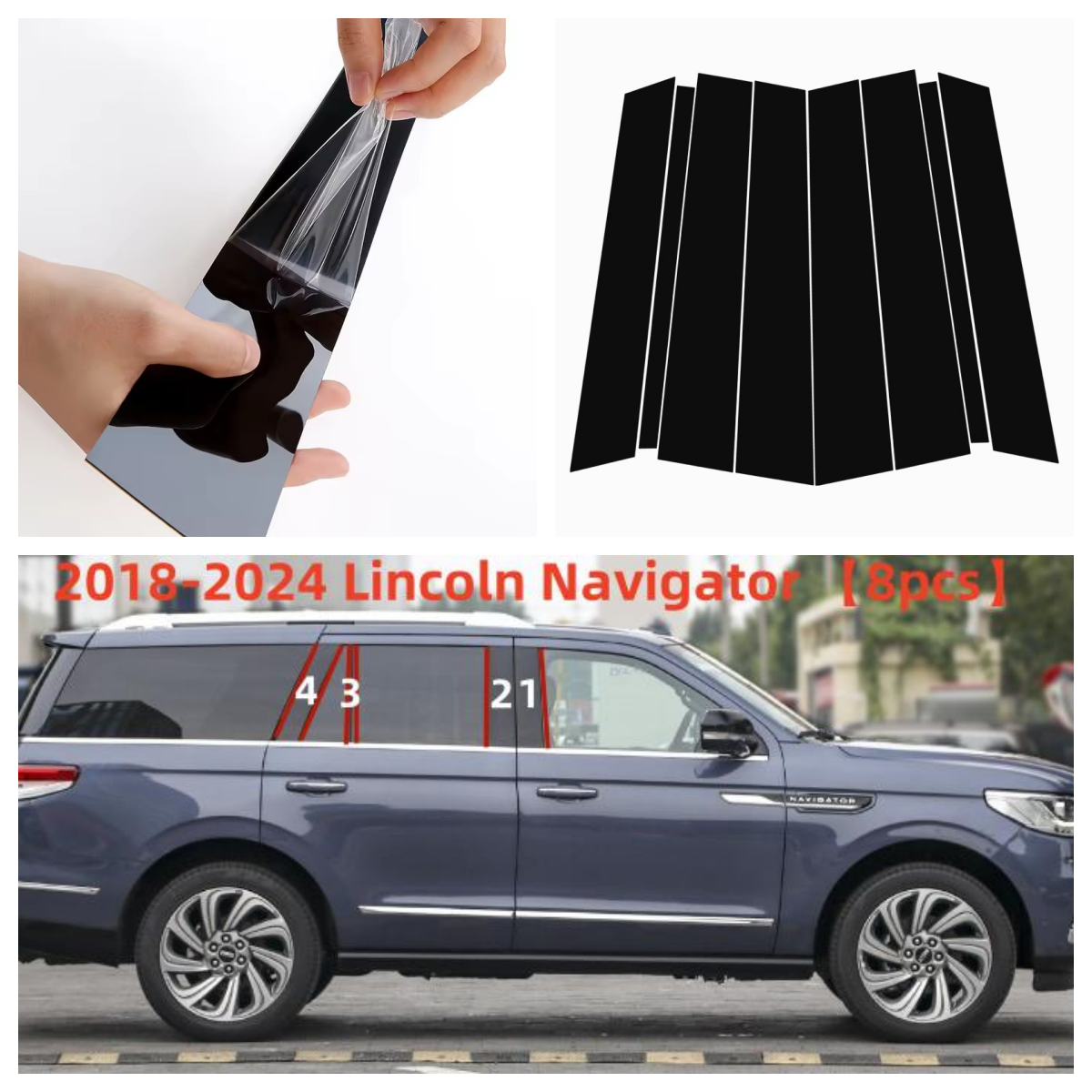 Negro 2018-2024 Lincoln Navigator 8PCS