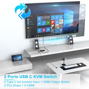 2台のPCが1つのモニターデータとビデオを共有フル機能デュアルUSB-C KVMスイッチシングル4K 60Hz HDMI 2.0 (ラップトップ用) - Product Image 4