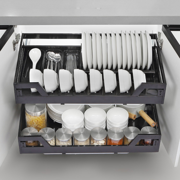 Stainless Steel Dish Rack Pull out Basket Storage Holders for Kitchen Storage