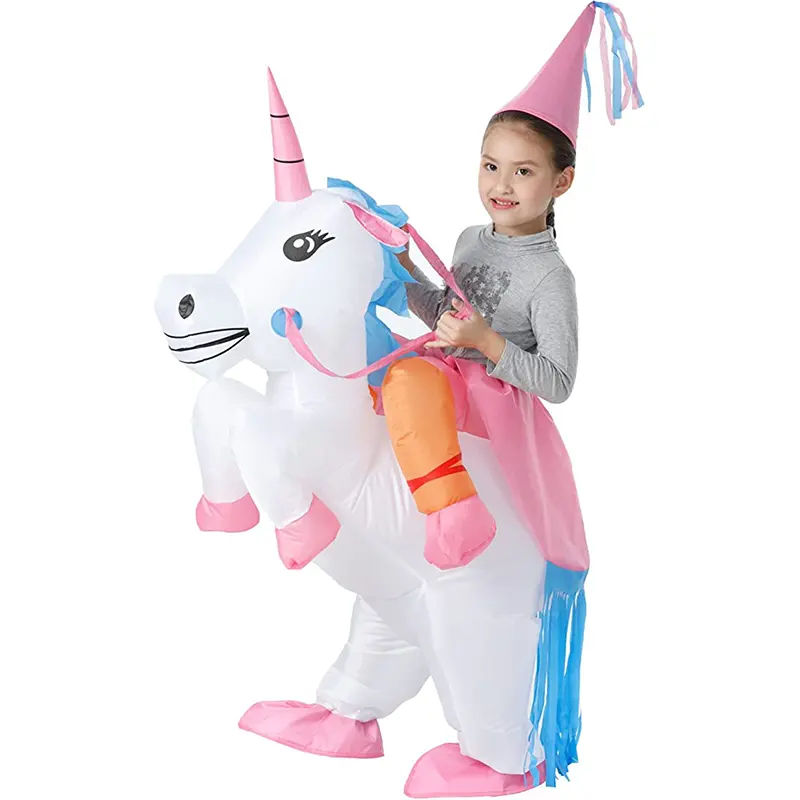 Disfraz de unicornio de fantasía para niños, traje inflable para Halloween, super seat