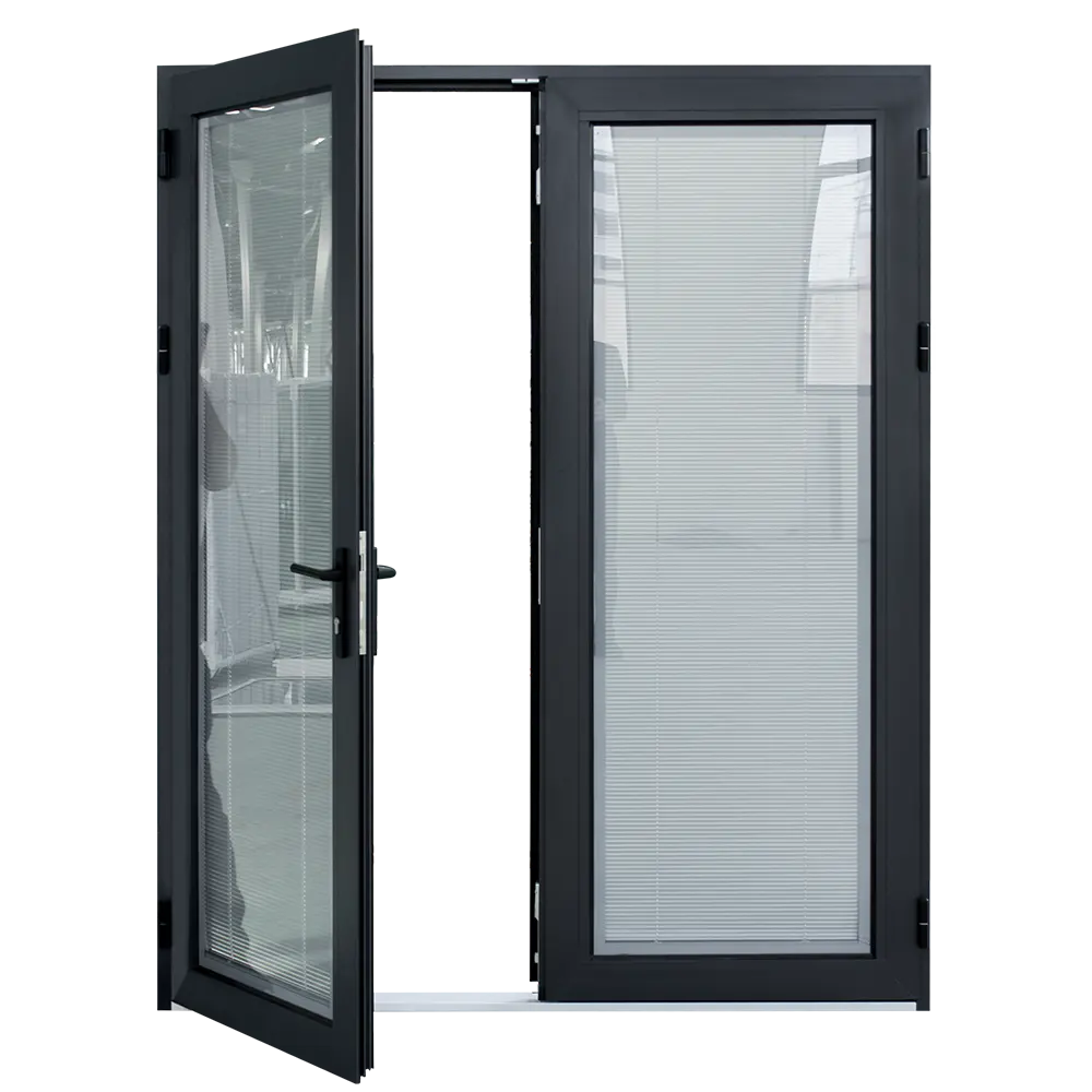 USA Certified Energy-Saving Aluminum casement door with blinds inside grill design double pane aluminum door