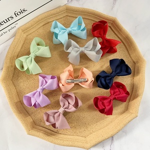 Customized Solid Color Kids Hair Clips Grosgrain Ribbon <strong>Bow</strong> Girls Bowknot Hair <strong>Bow</strong> - Product Image 5