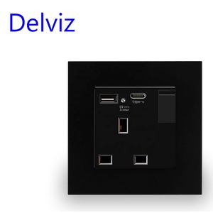 Delviz 13A英国标准电源插座、开关控制、5v 2100mA接口输出、2A USB端口C型壁式电动单插座 - Product Image 3