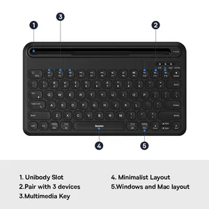 Teclado inalámbrico Bluetooth 5,1 para iPad K02 ultrafino 3 modos 10000mAh recarga de batería 78 teclas Mini teclado - Product Image 4