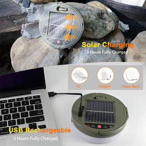 RGB USB y carga solar Cadena de luz LED de doble potencia Control de aplicación inteligente Cadena de luz impermeable para acampar al aire libre