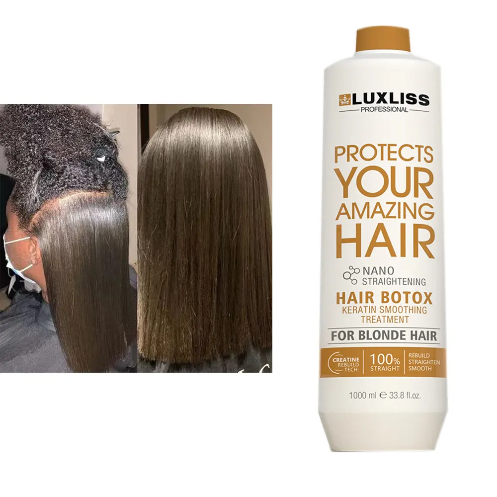 Luxliss wholesale maxi gold brazilian straightening pure bio straighten cure cream lotion nano luxliss keratin hair treat