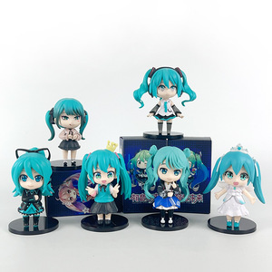 6PCS聚氯乙烯动漫人物套装10CM人物q版Miku Figura模型玩具娃娃3D动漫雕像迷你雕像动漫女孩人物 - Product Image 1