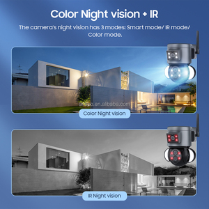 8MP ไฟฟลัดไลท์กลางแจ้งไร้สายหลายเลนส์กล้อง4K 10x ซูมเชื่อมโยง PTZ กล้องวงจรปิด WiFi เลนส์คู่กล้องรักษาความปลอดภัย4MP - Product Image 6