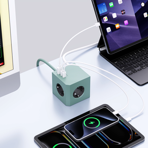 SUOMA New Smart 16A EU Plug <strong>USB</strong> Power Strip <strong>with</strong> 1.5m Cable 3 AC Outlets Extension <strong>Socket</strong> for Europe Standards Charging <strong>Function</strong>
