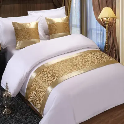 도매 호텔 침대 린넨 침대 러너 스카프 사용자 정의 로고 꽃 디자인 쿠션 커버 절묘한