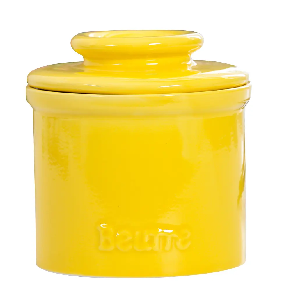 Plato de cerámica personalizado para mantequilla, diseño Simple, amarillo
