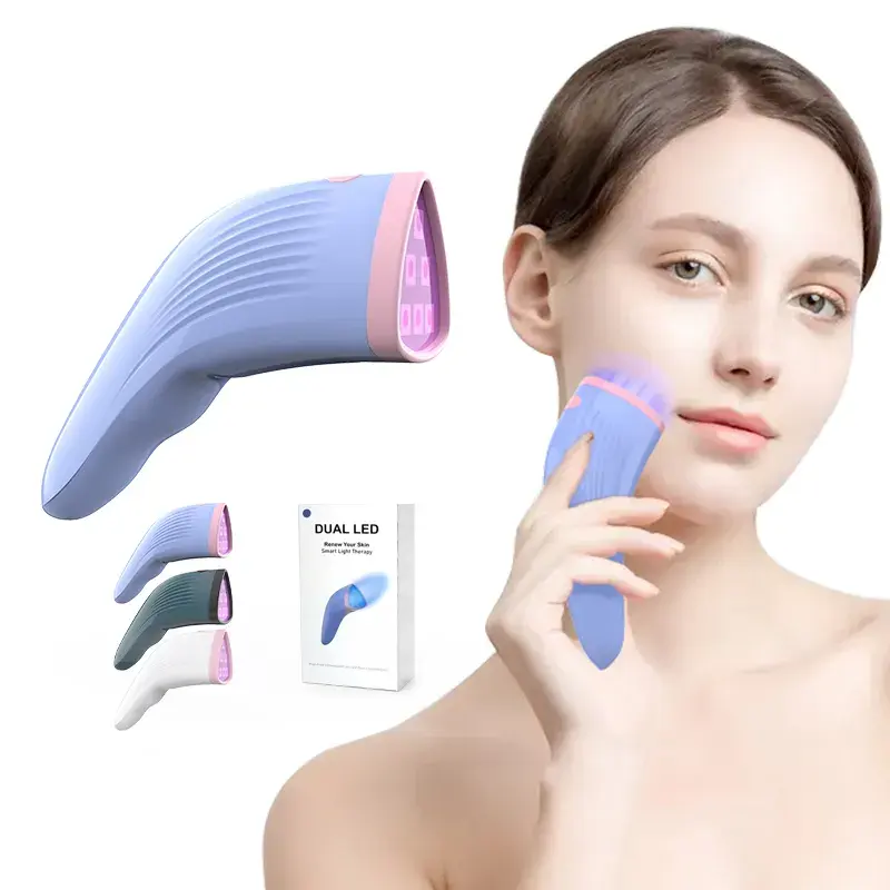 2023 Chuyên Nghiệp Mặt 5 in1 Kép Màu Đỏ Màu Xanh Liệu Pháp Ánh Sáng Microcurrent Nén Nóng LED Mặt Skincare Wand